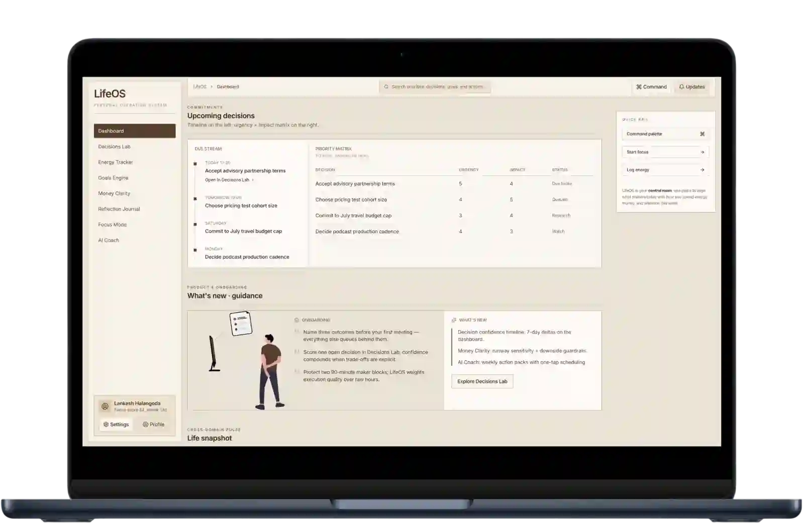 LifeOS interface